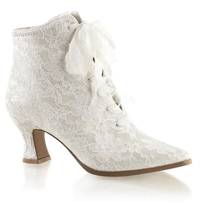 2 3/4" Heel Victorian Lace Overlay Ankle Bootie (VICTORIAN-30)