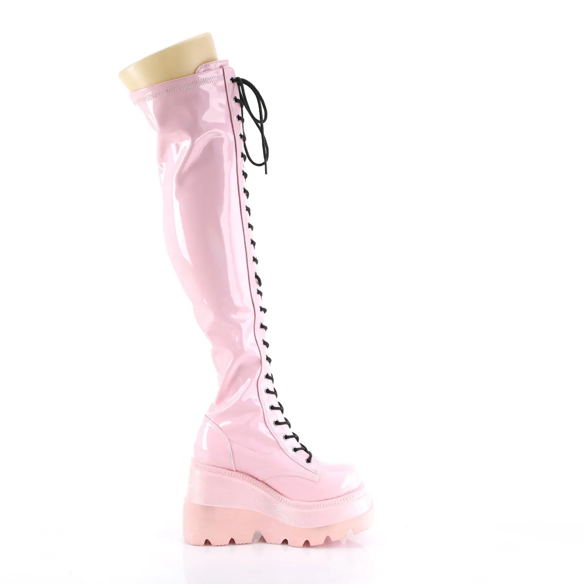 4 Inch Wedge Platform SHAKER-374 Baby Pink Holo