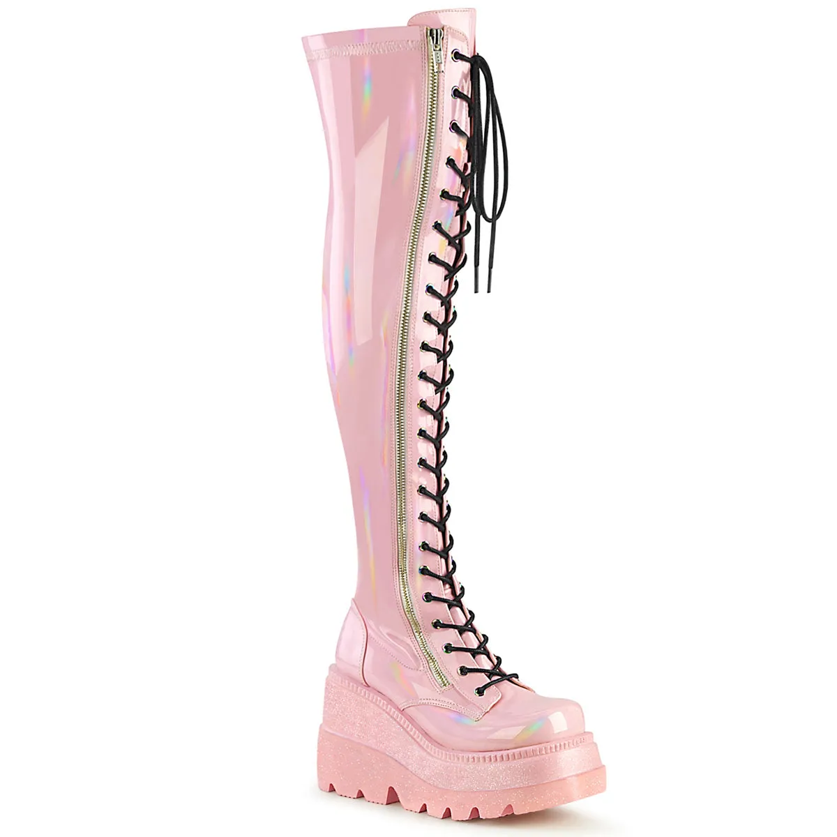 4 Inch Wedge Platform SHAKER-374 Baby Pink Holo