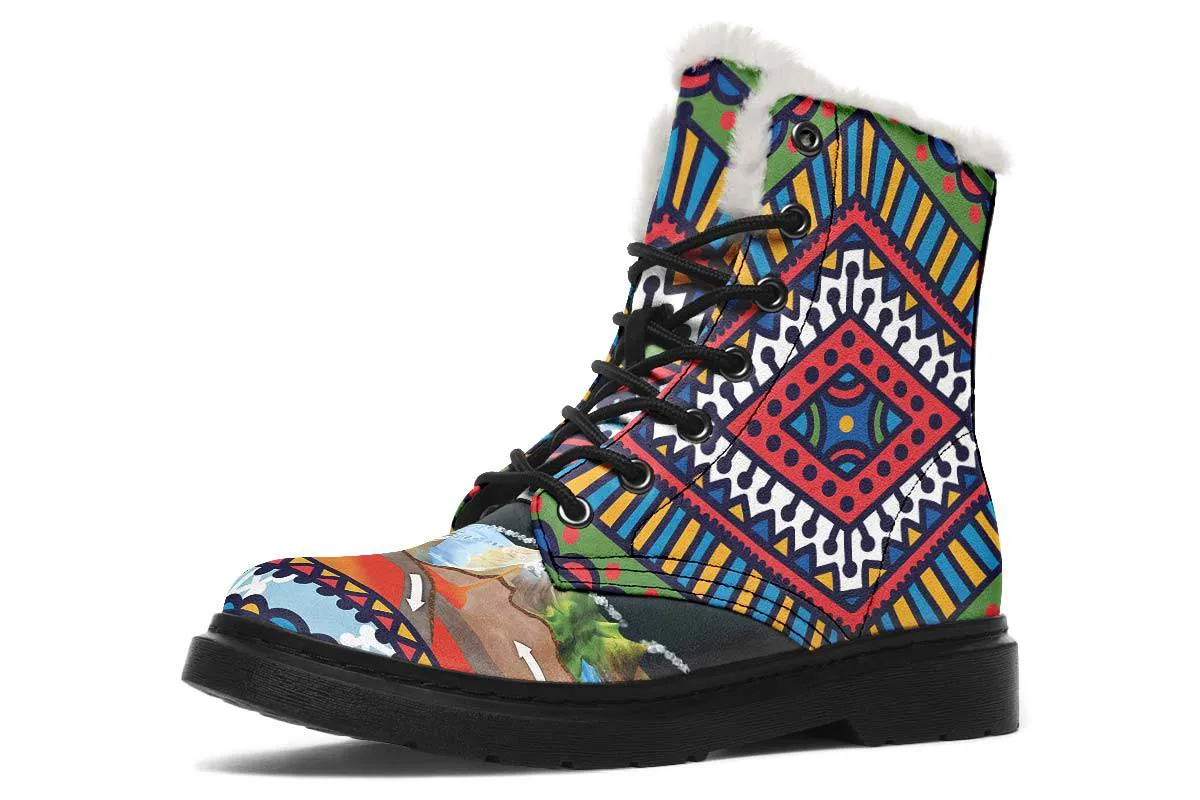 Abstract Tectonic Plates Winter Boots