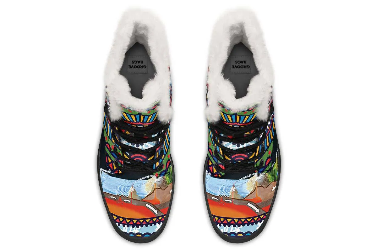 Abstract Tectonic Plates Winter Boots