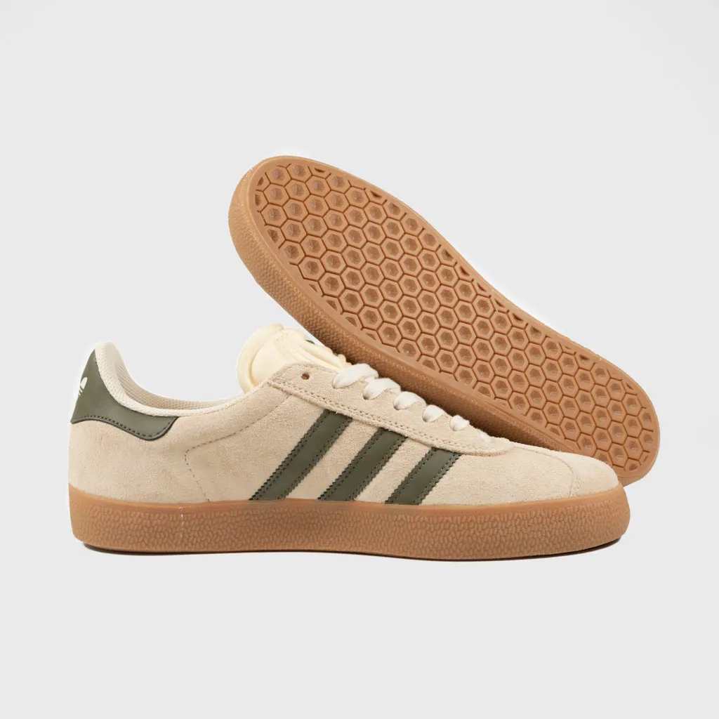 Adidas Skateboarding - Gazelle ADV Shoes - Ecru Tint / Focus Olive / Gum