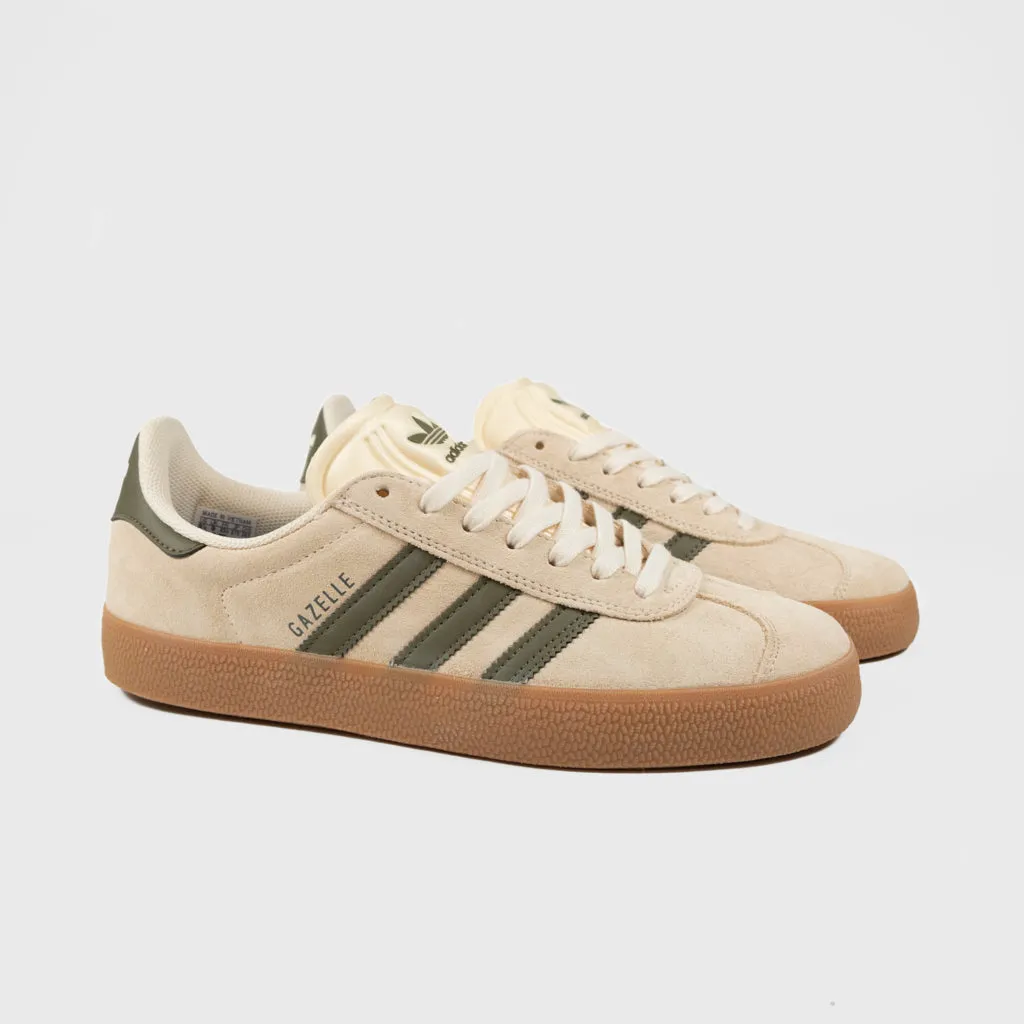 Adidas Skateboarding - Gazelle ADV Shoes - Ecru Tint / Focus Olive / Gum