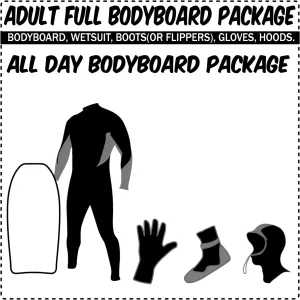 Adult Full Bodyboard Rental Package - Complete Bodyboard & Wetsuit Kit