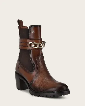 Ankle honey bootie with chain