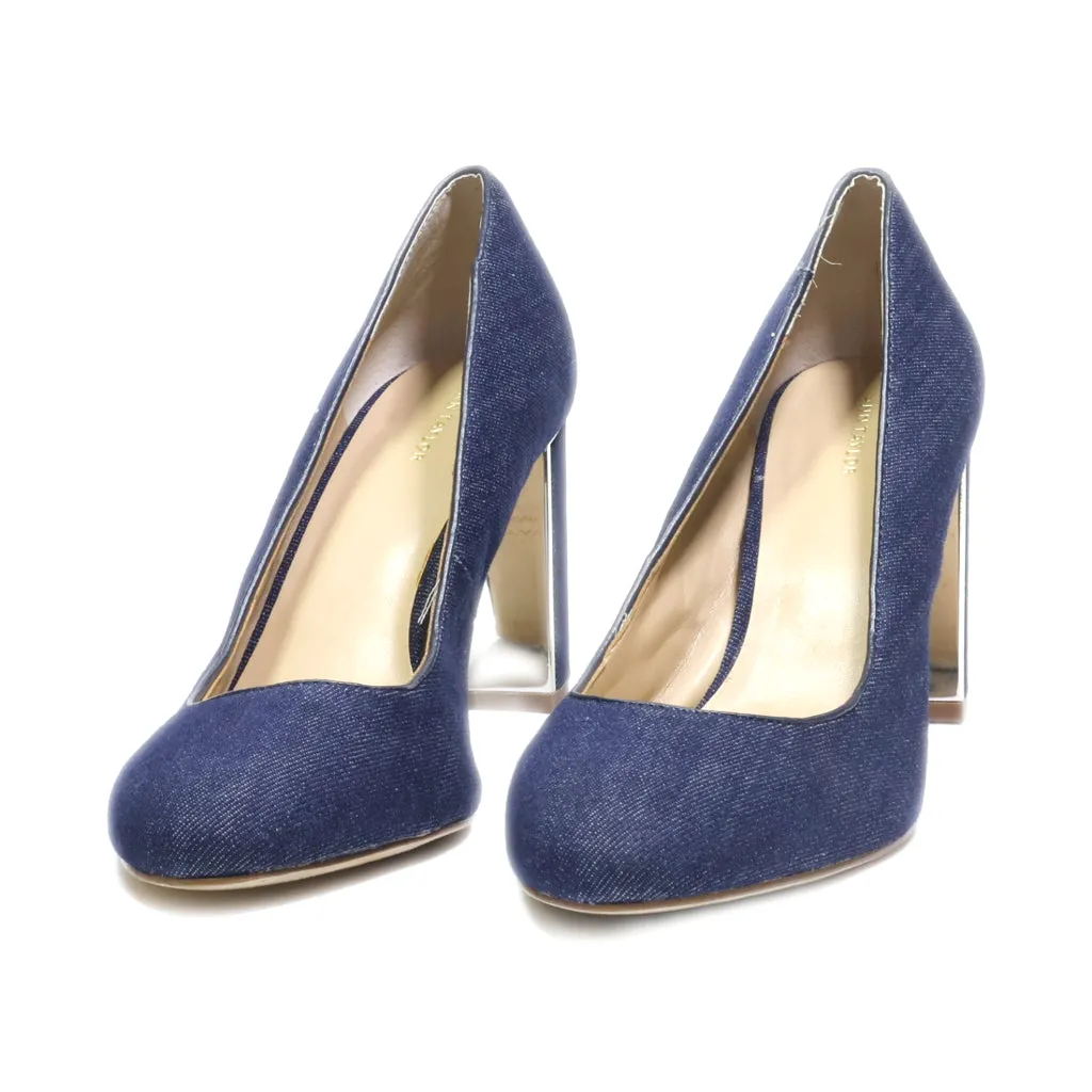 Ann Taylor Mid-Heel Shoes Canvas Blue Colour For Women