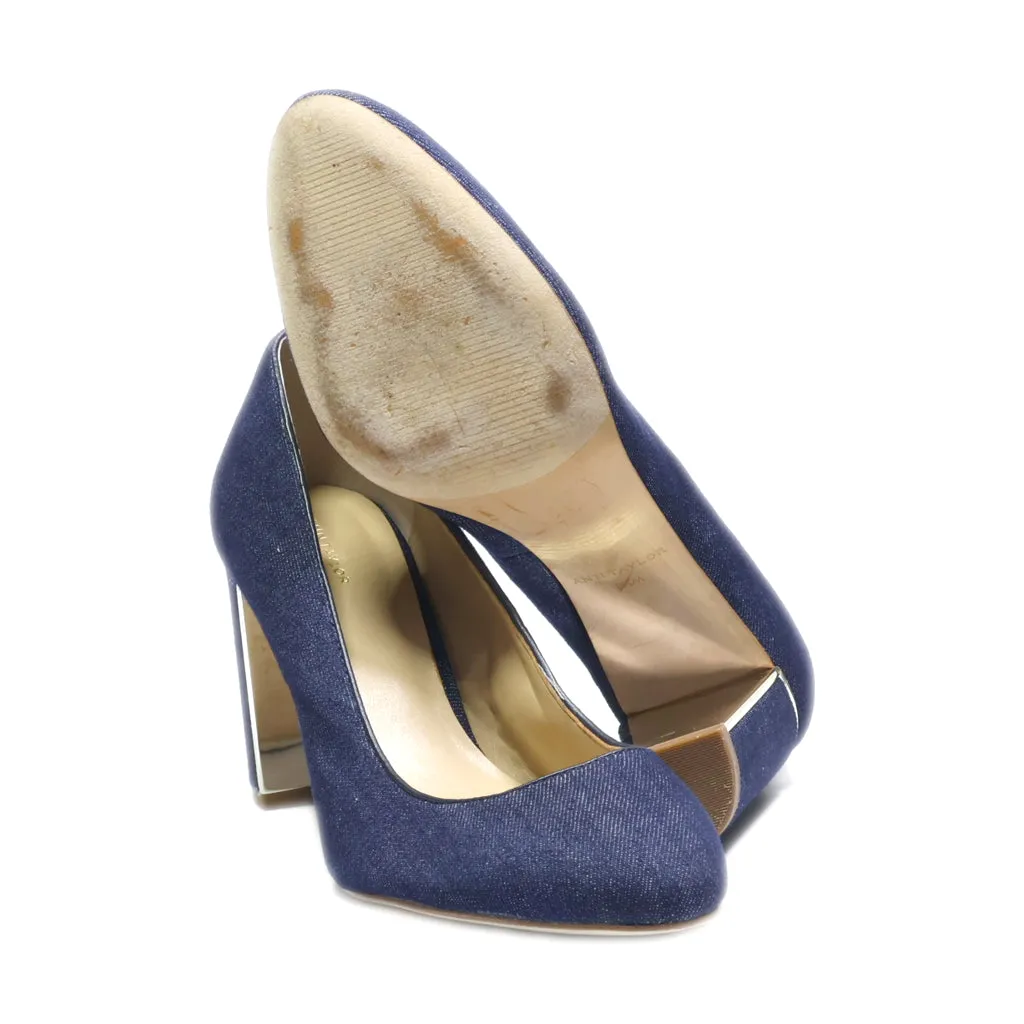 Ann Taylor Mid-Heel Shoes Canvas Blue Colour For Women