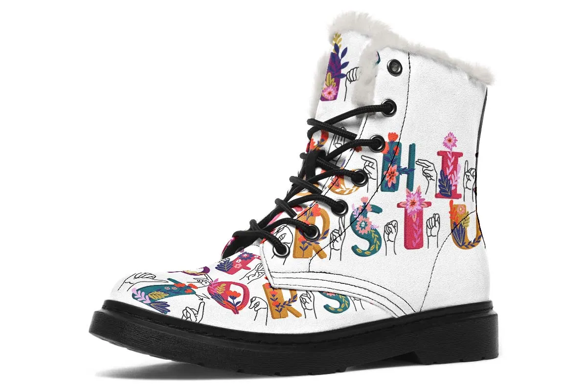 ASL Floral Alphabet Winter Boots