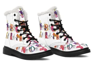 ASL Floral Alphabet Winter Boots