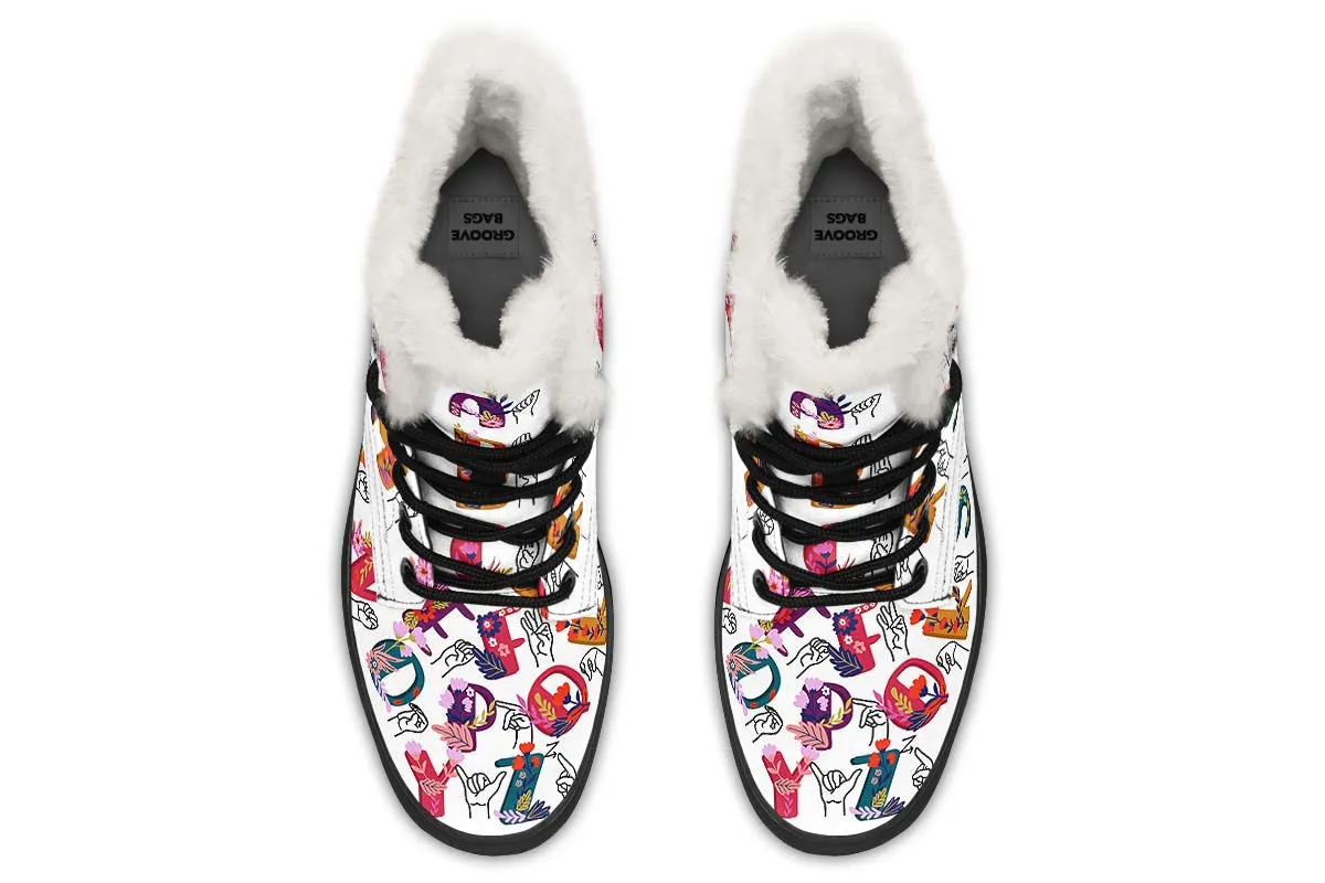 ASL Floral Alphabet Winter Boots