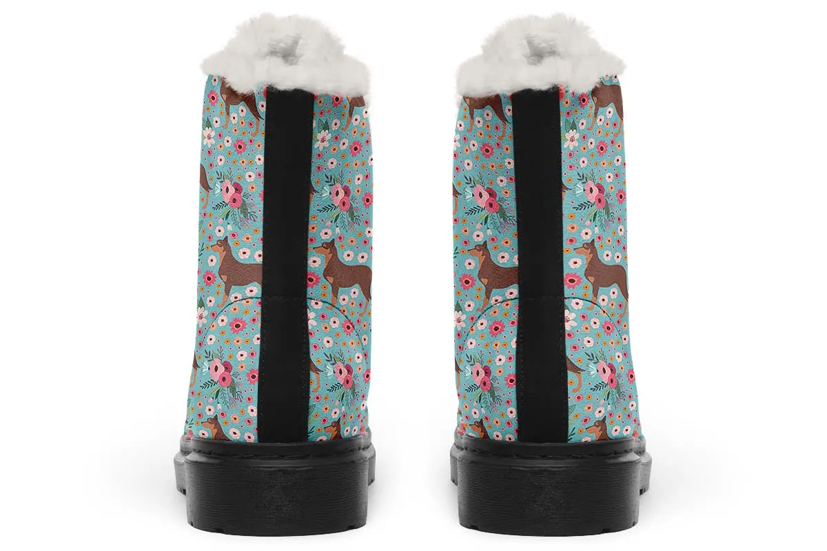 Australian Kelpie Flower Winter Boots