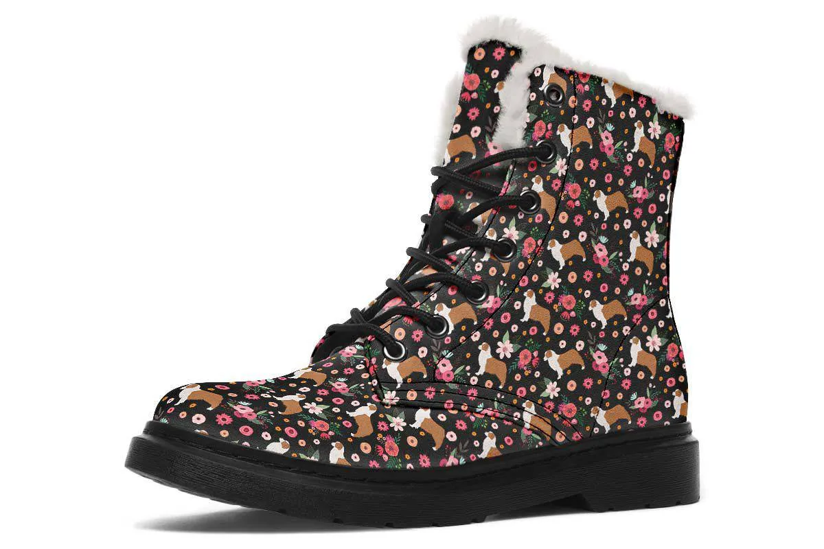 Australian Shepherd Flower Winter Boots