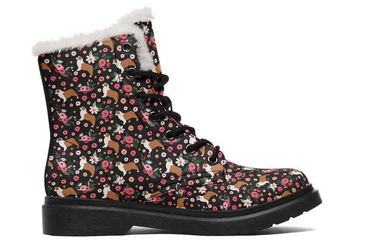 Australian Shepherd Flower Winter Boots