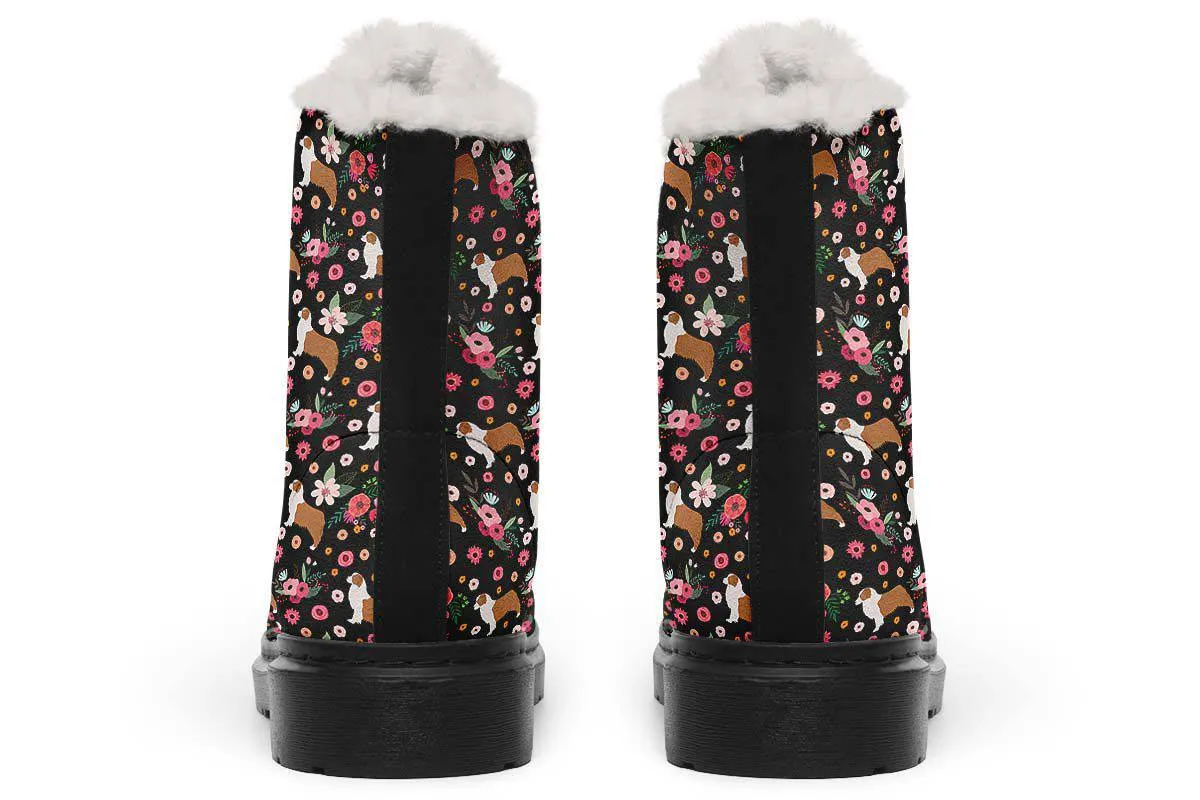 Australian Shepherd Flower Winter Boots