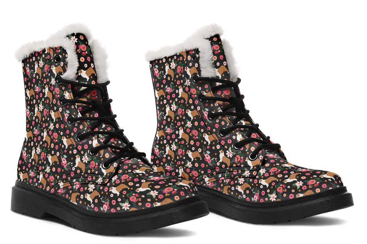 Australian Shepherd Flower Winter Boots