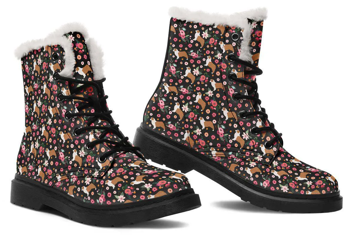 Australian Shepherd Flower Winter Boots