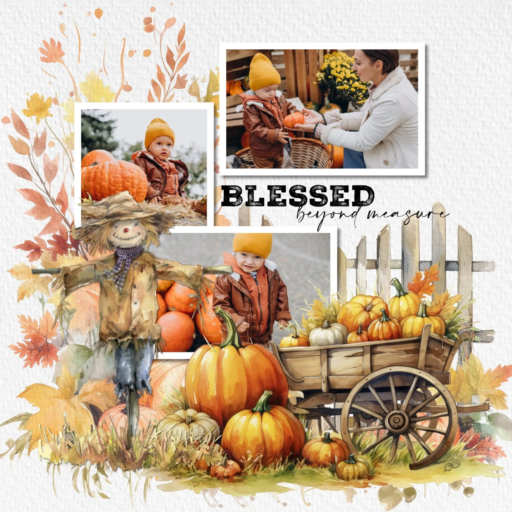 Autumn Watercolor Digital Scrapbook Kit