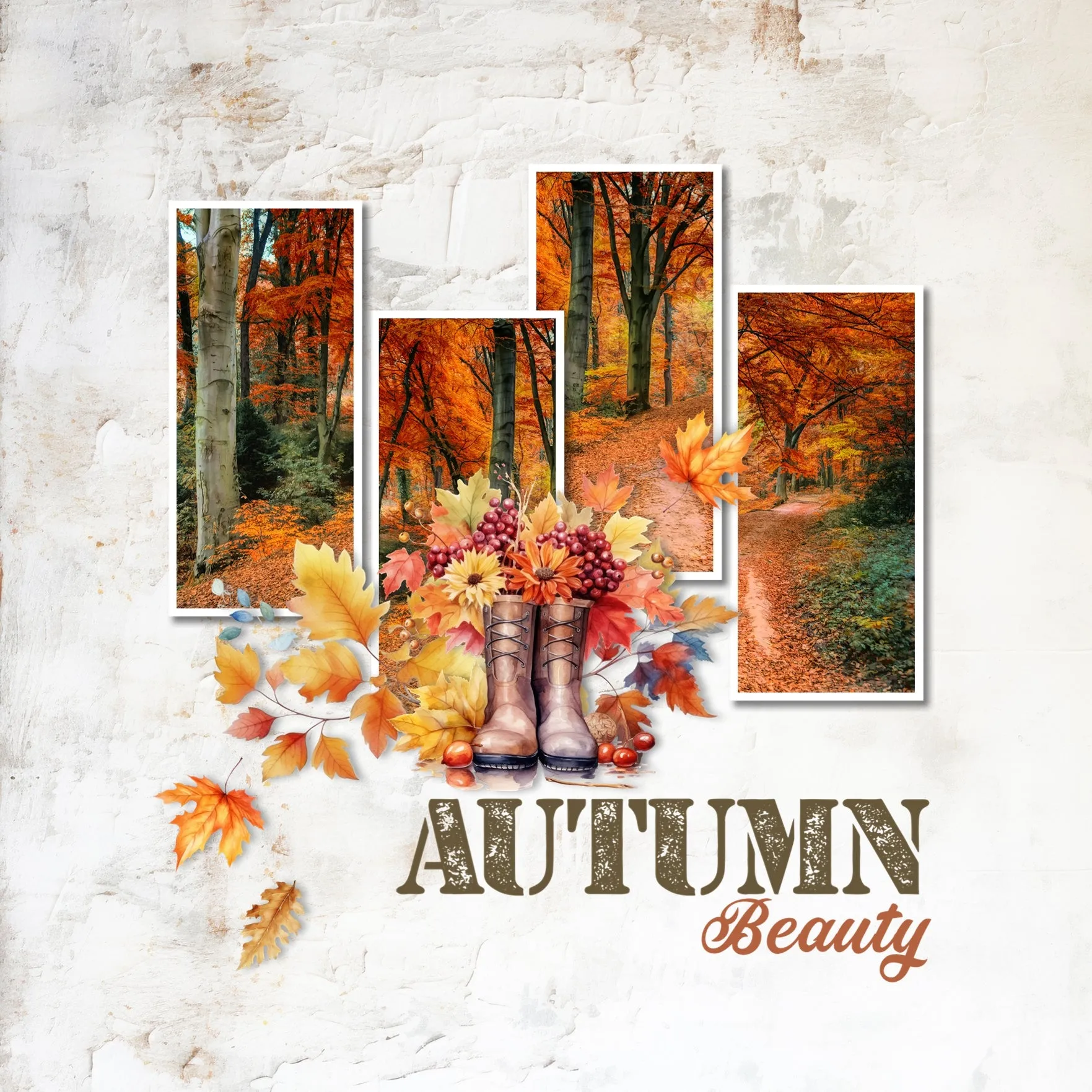 Autumn Watercolor Digital Scrapbook Kit