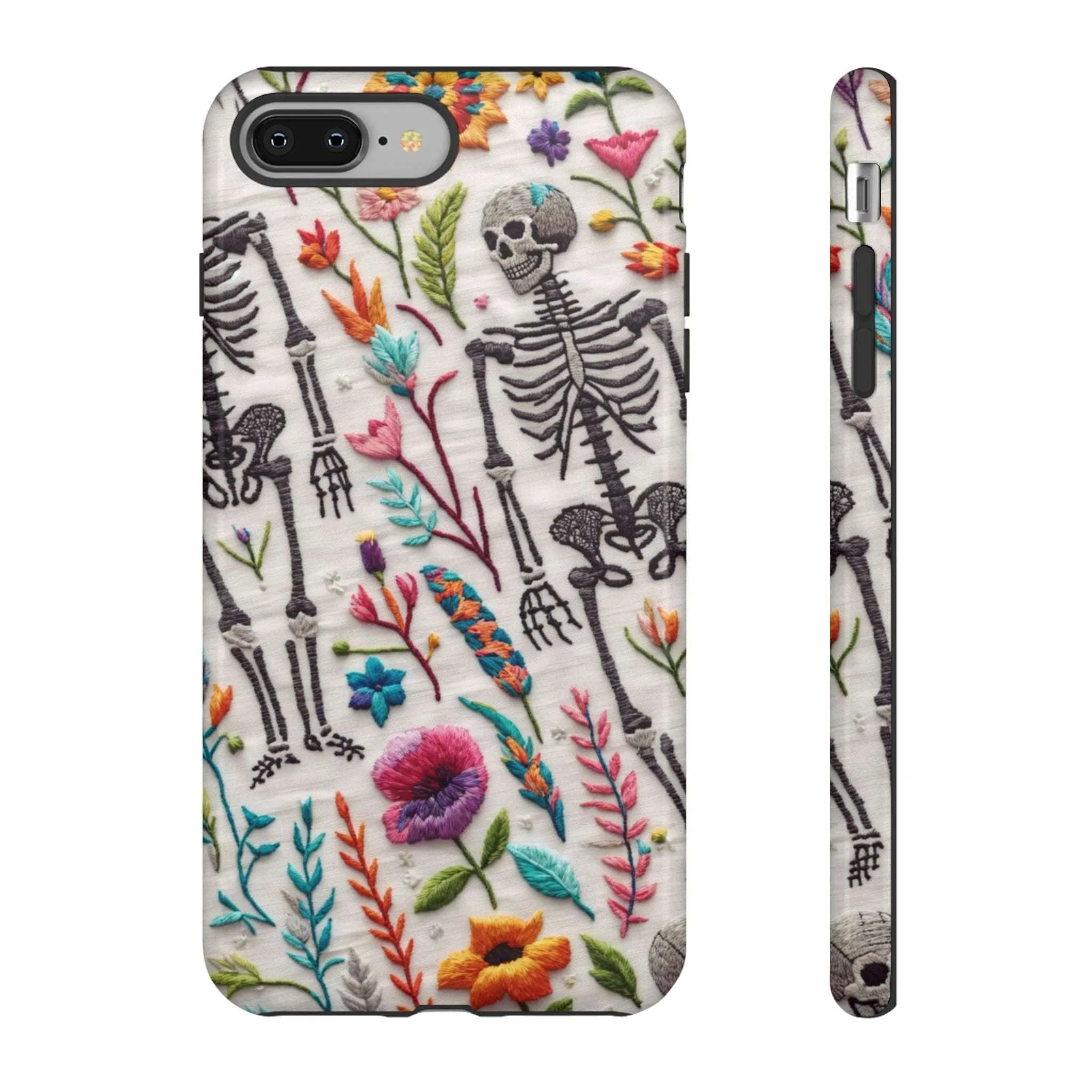 Because nothing says 'I love life' like a skeleton floral cell phone case