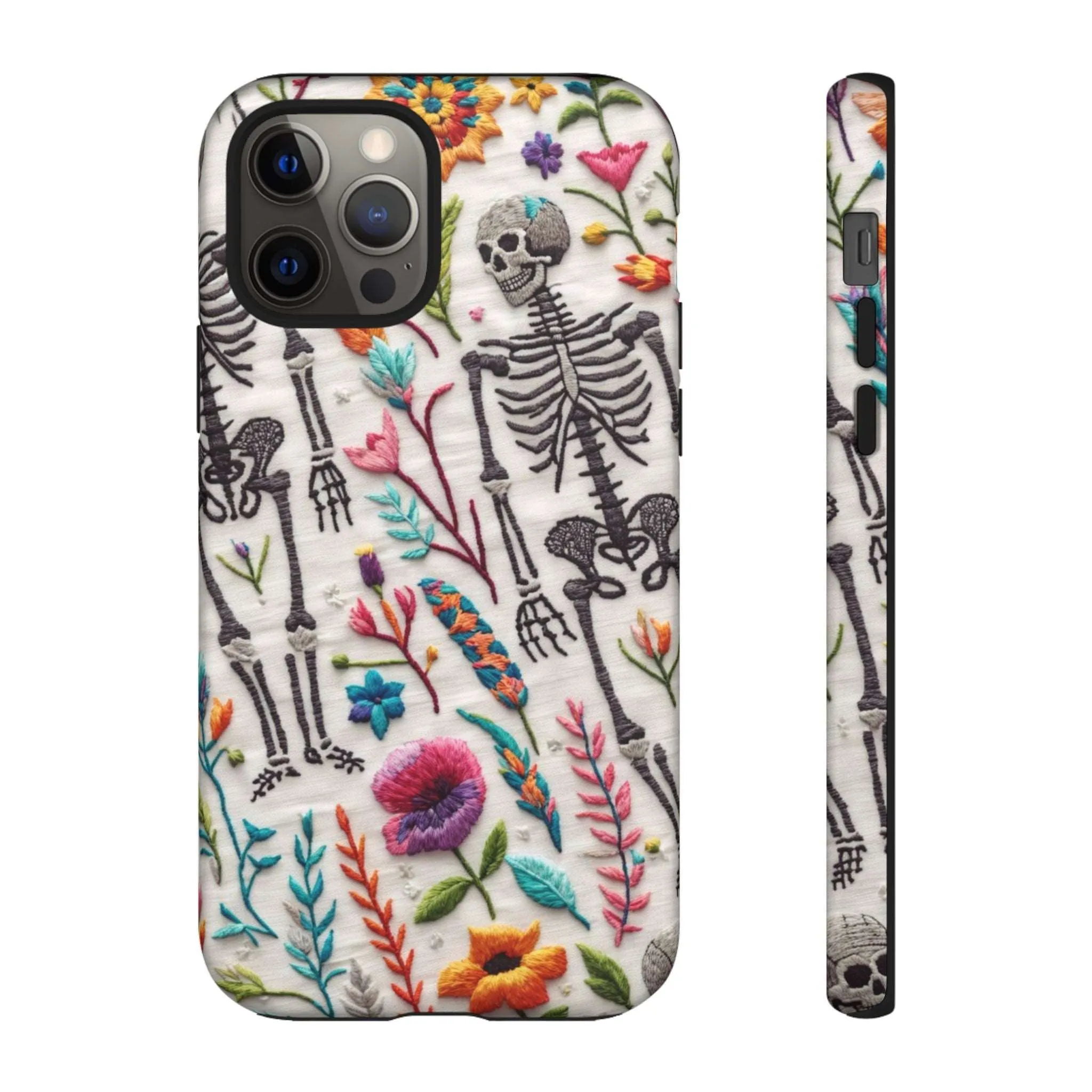 Because nothing says 'I love life' like a skeleton floral cell phone case