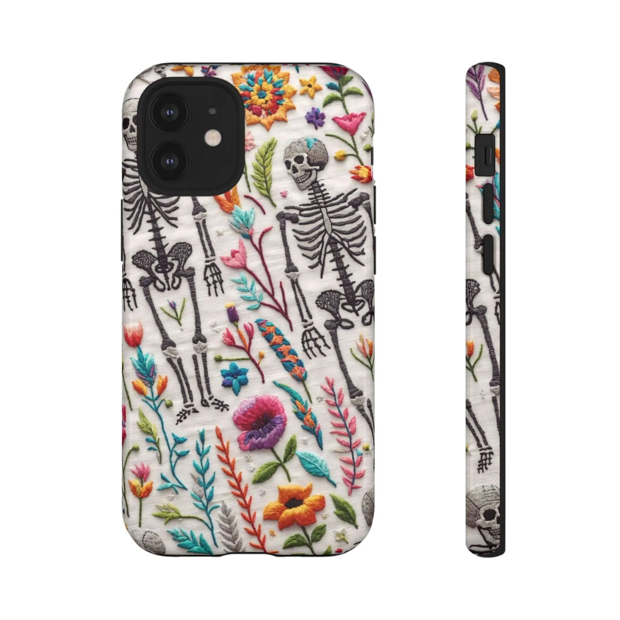 Because nothing says 'I love life' like a skeleton floral cell phone case