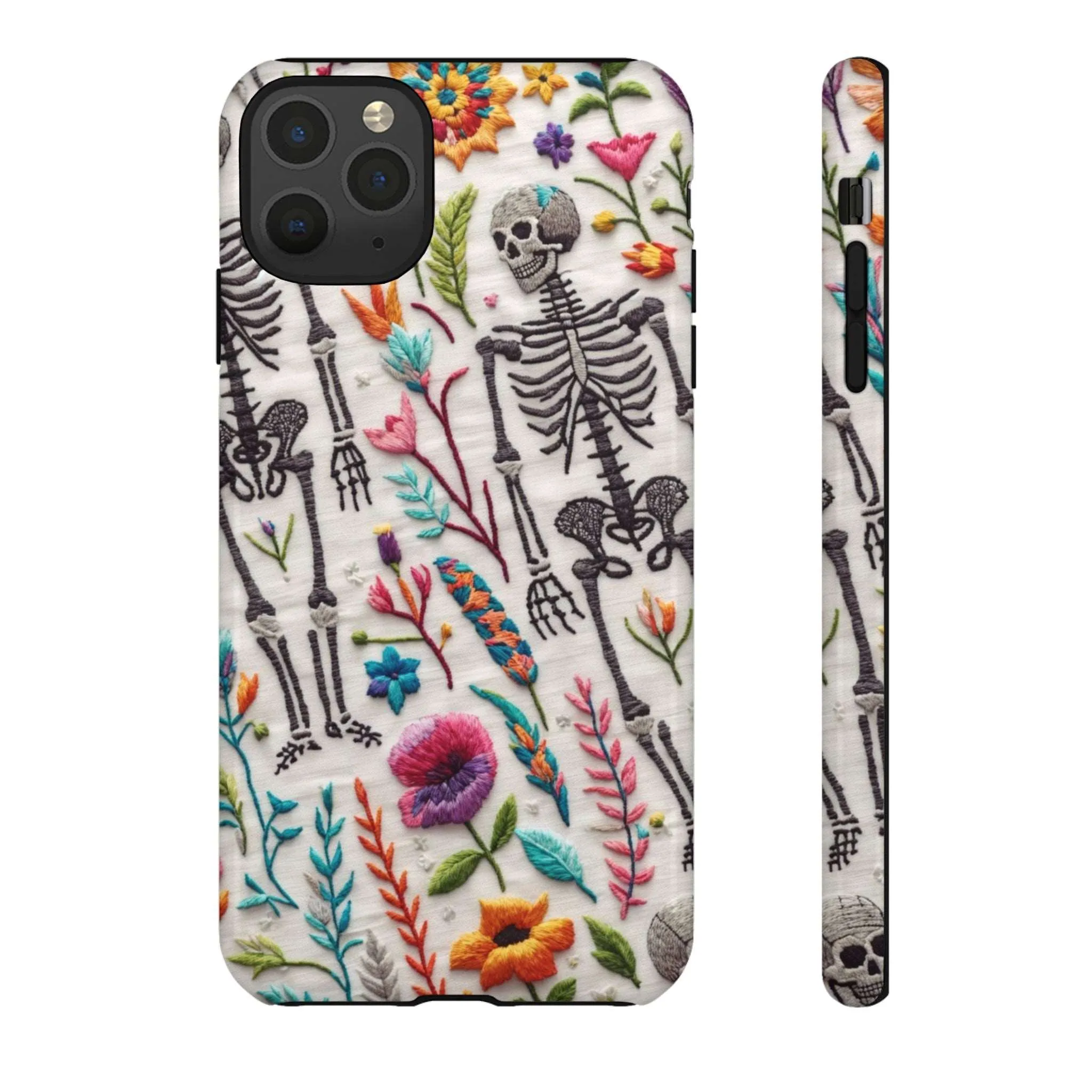 Because nothing says 'I love life' like a skeleton floral cell phone case