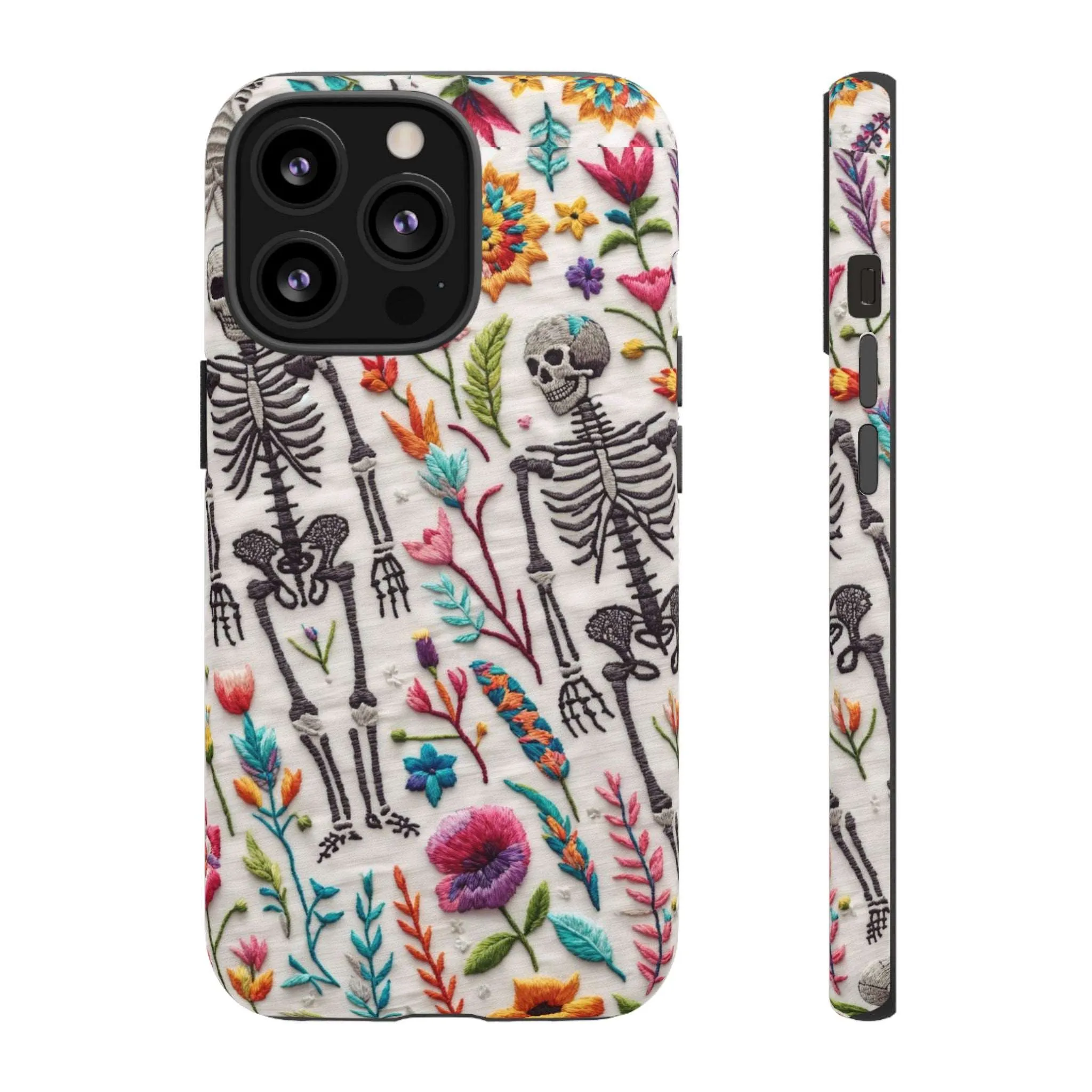 Because nothing says 'I love life' like a skeleton floral cell phone case