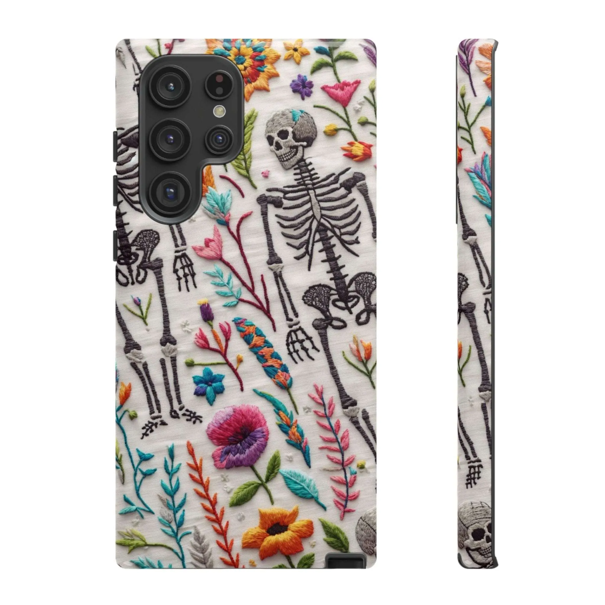 Because nothing says 'I love life' like a skeleton floral cell phone case