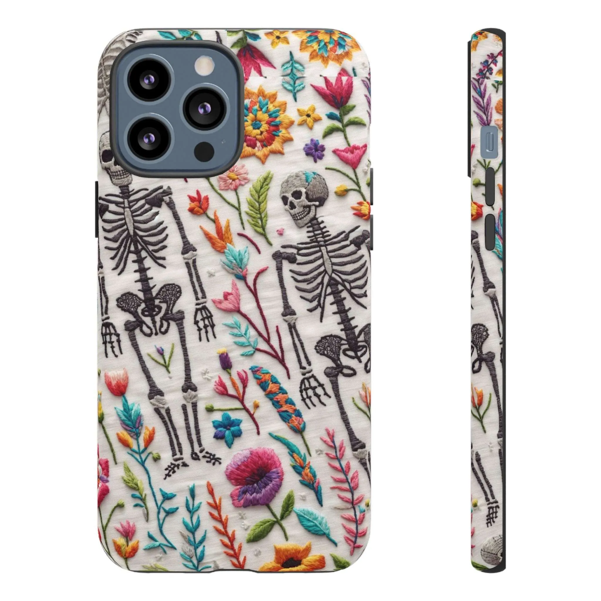 Because nothing says 'I love life' like a skeleton floral cell phone case