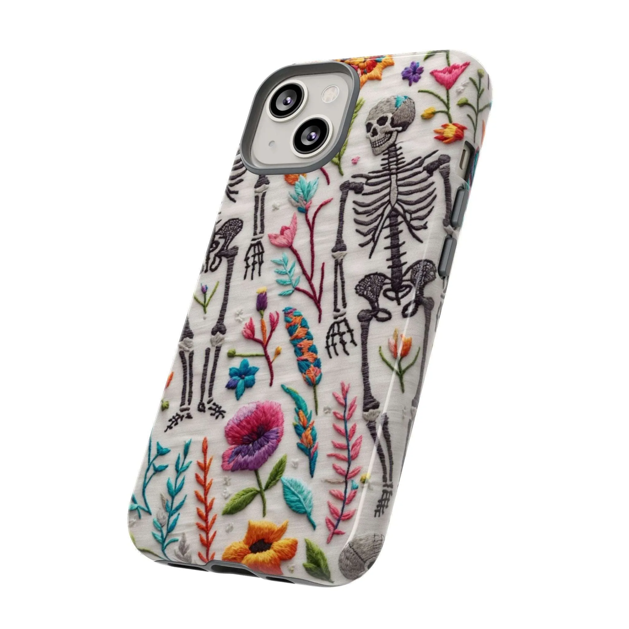 Because nothing says 'I love life' like a skeleton floral cell phone case