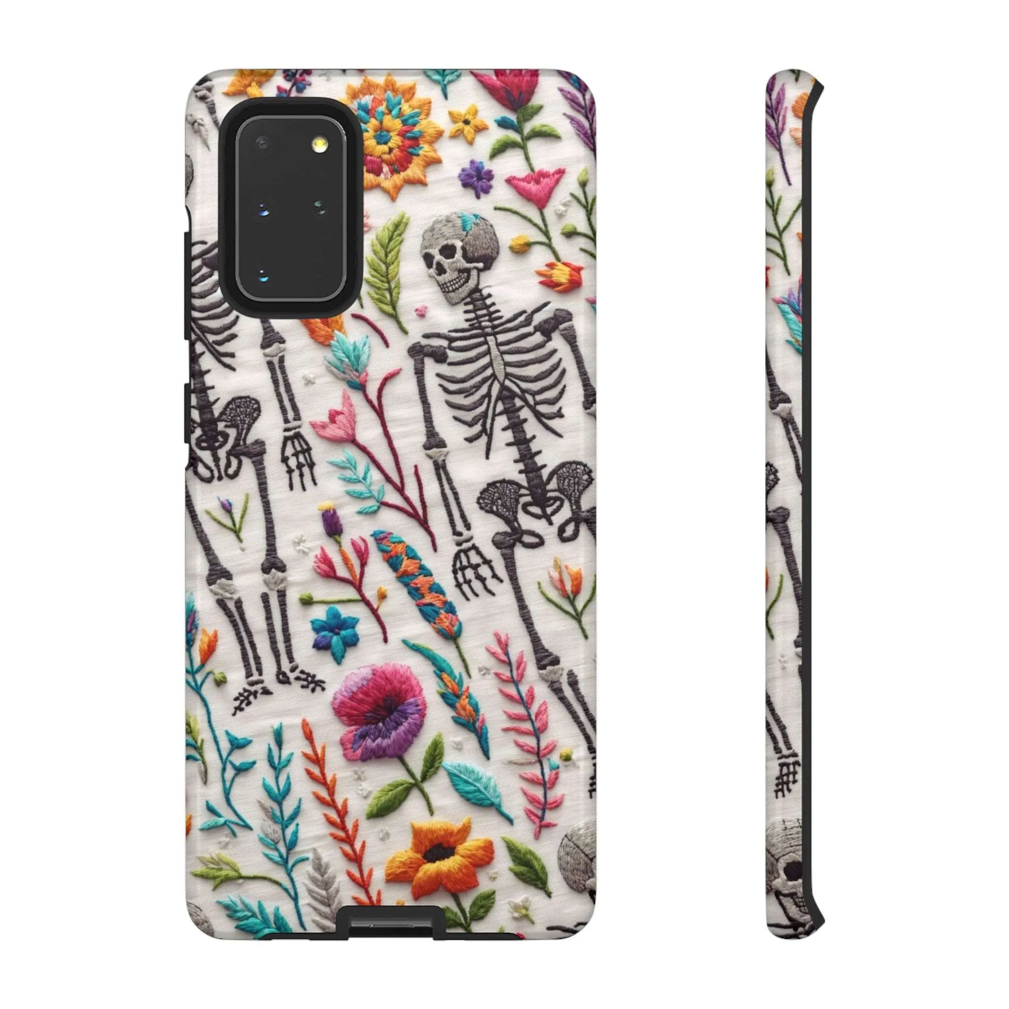 Because nothing says 'I love life' like a skeleton floral cell phone case