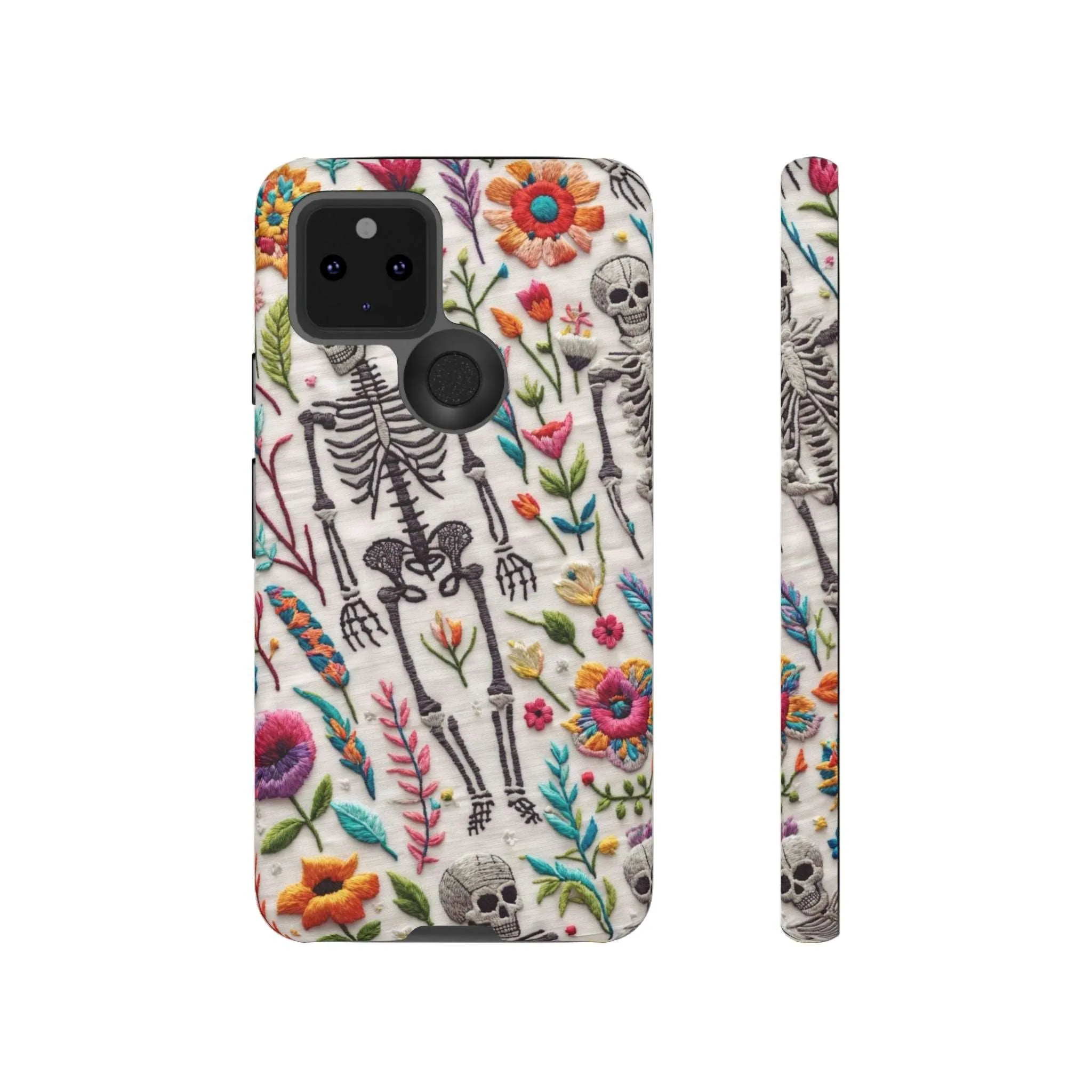 Because nothing says 'I love life' like a skeleton floral cell phone case