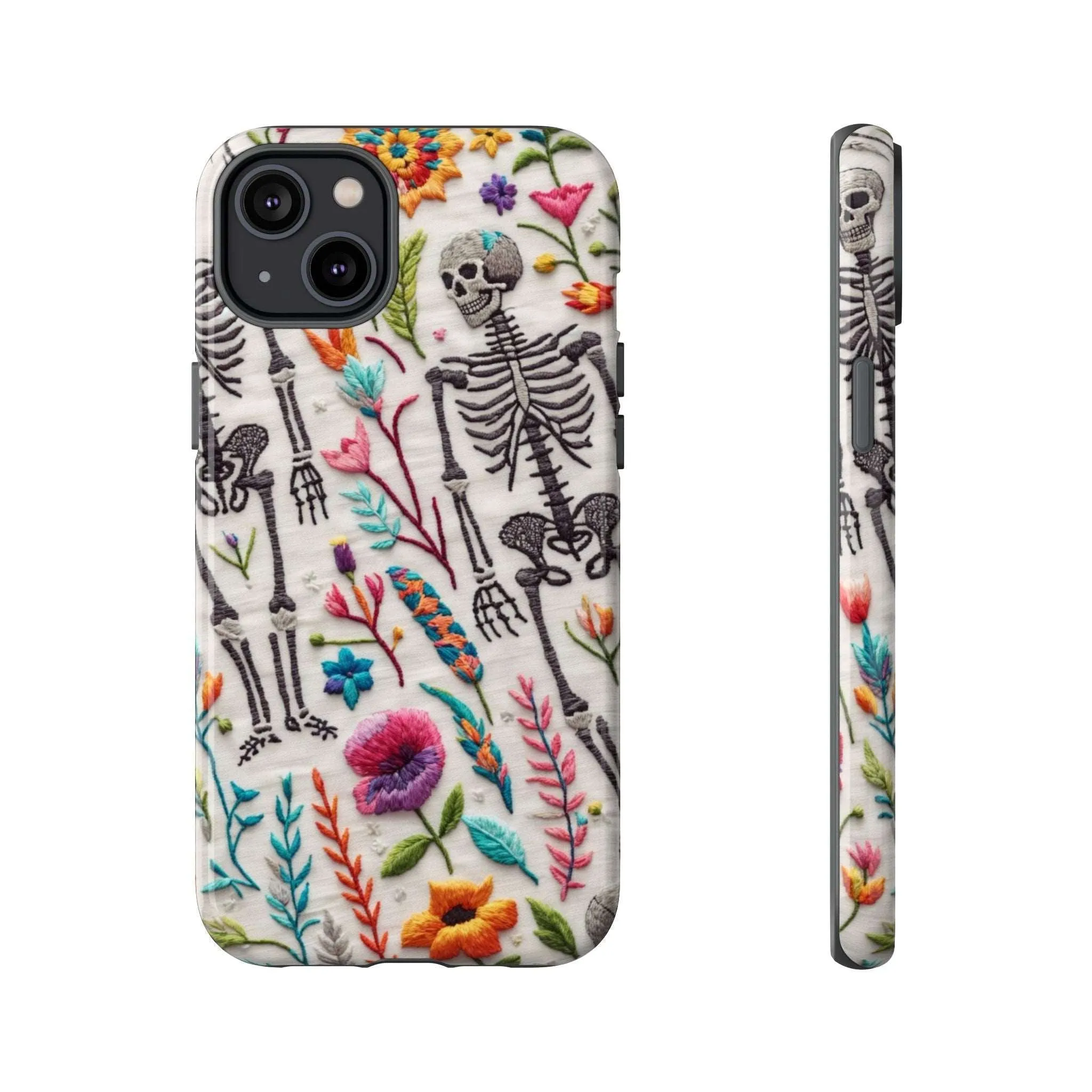 Because nothing says 'I love life' like a skeleton floral cell phone case