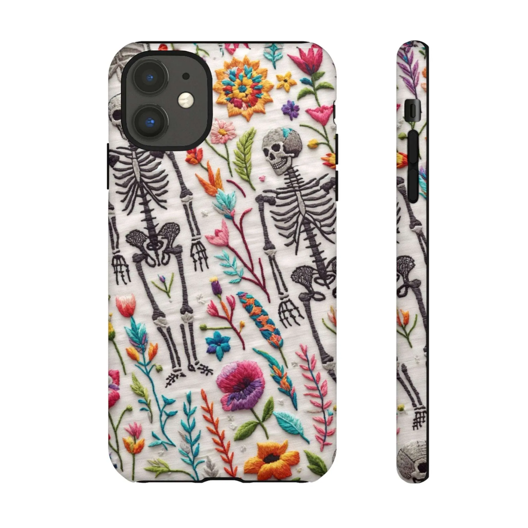 Because nothing says 'I love life' like a skeleton floral cell phone case