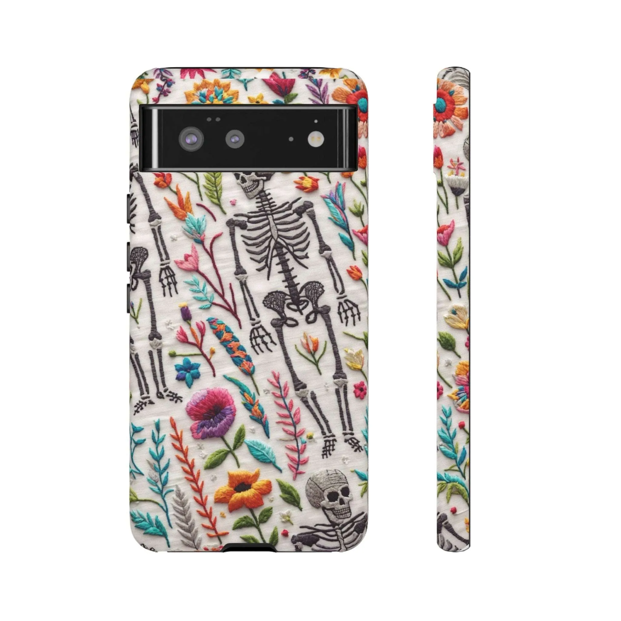 Because nothing says 'I love life' like a skeleton floral cell phone case