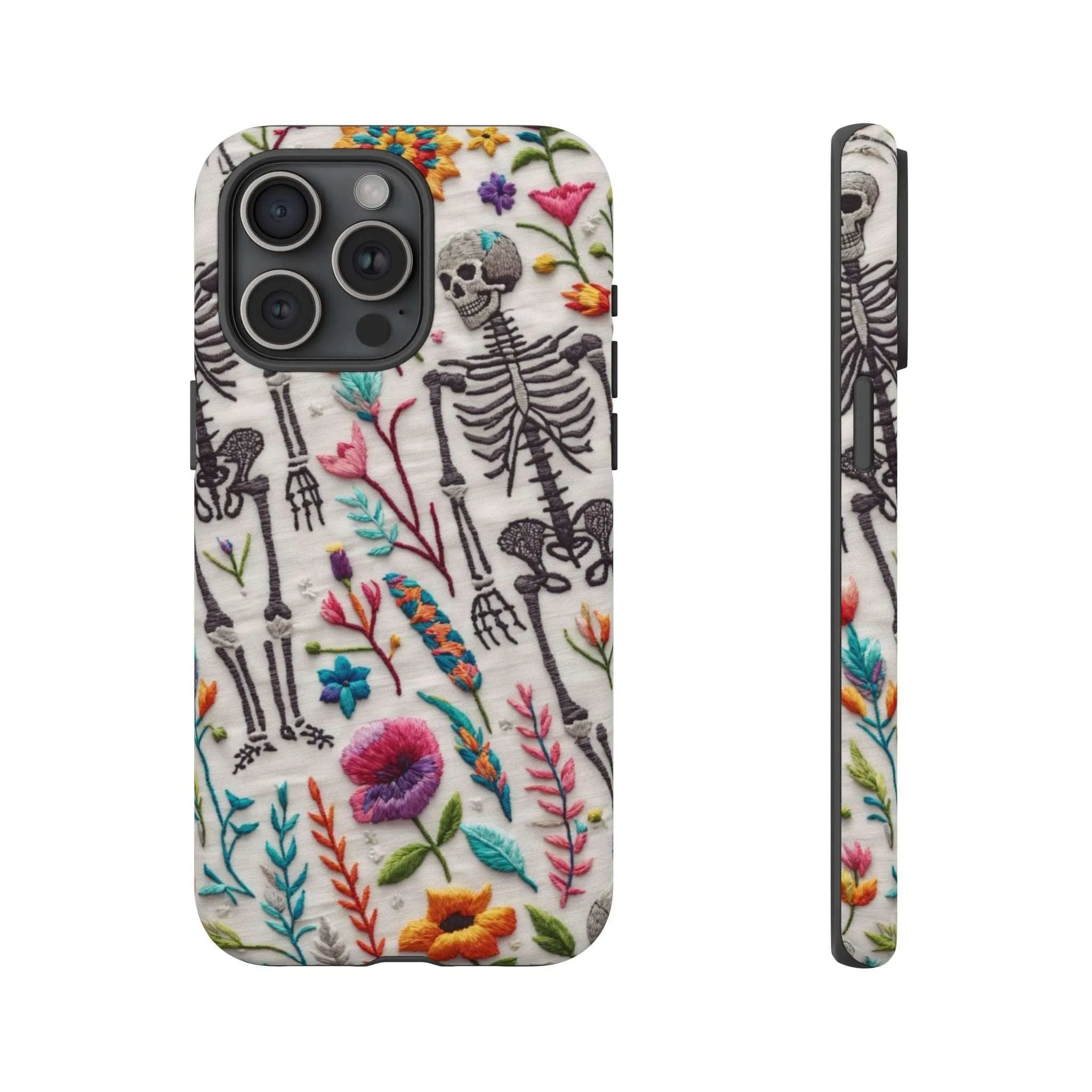 Because nothing says 'I love life' like a skeleton floral cell phone case