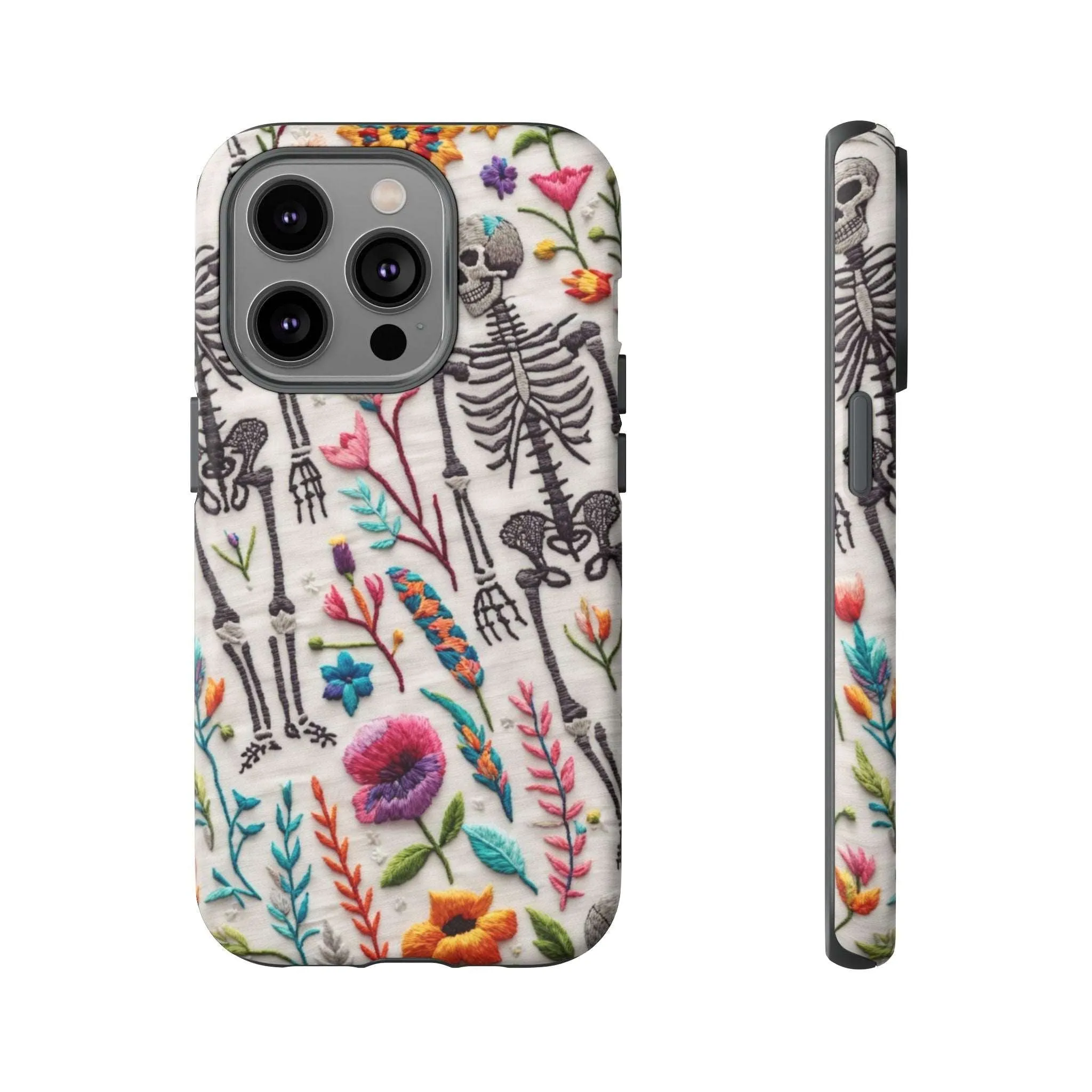 Because nothing says 'I love life' like a skeleton floral cell phone case