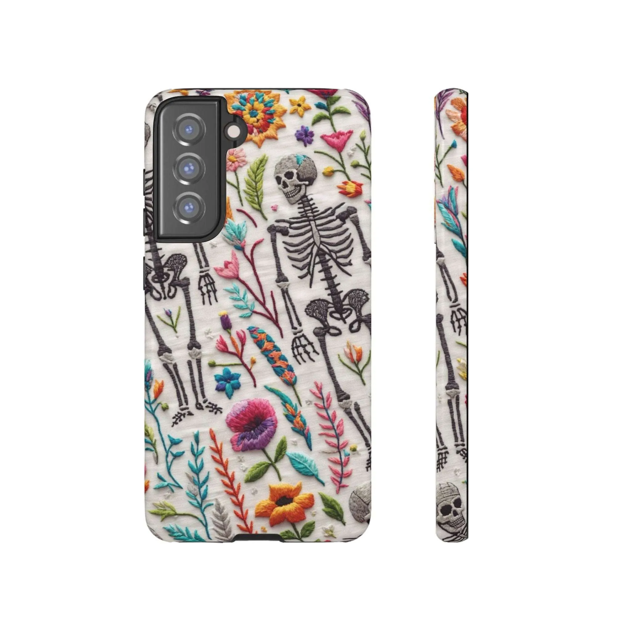 Because nothing says 'I love life' like a skeleton floral cell phone case