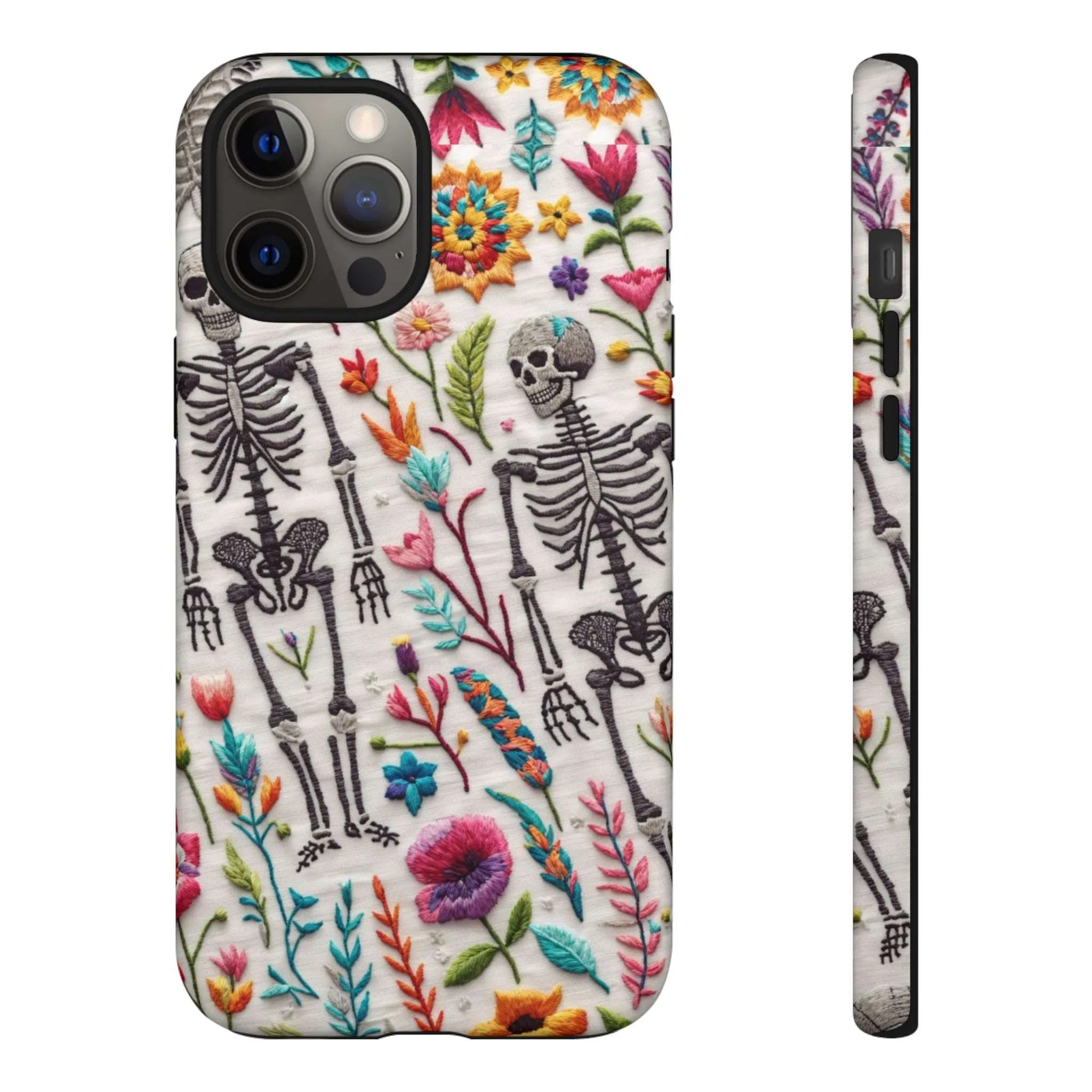 Because nothing says 'I love life' like a skeleton floral cell phone case