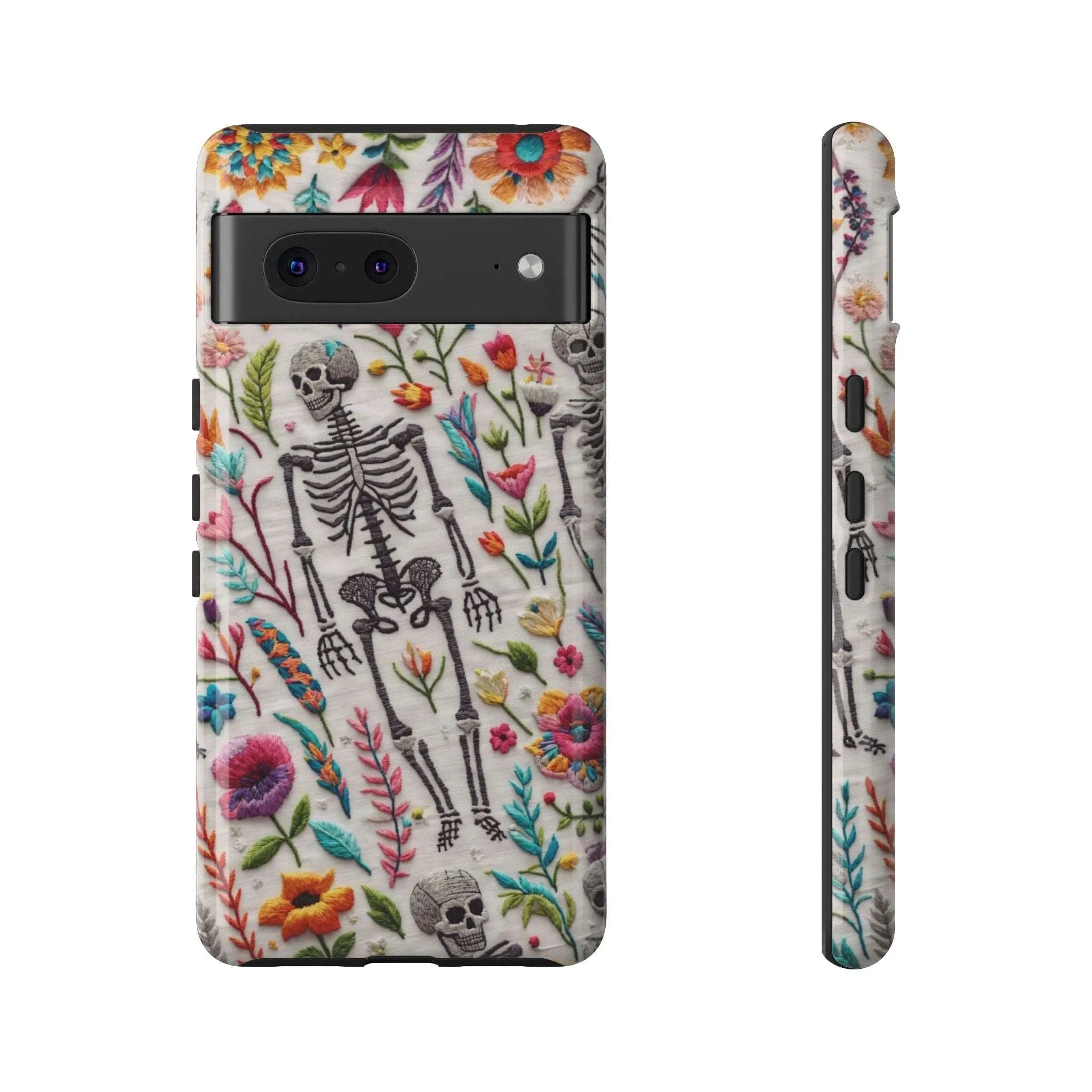 Because nothing says 'I love life' like a skeleton floral cell phone case