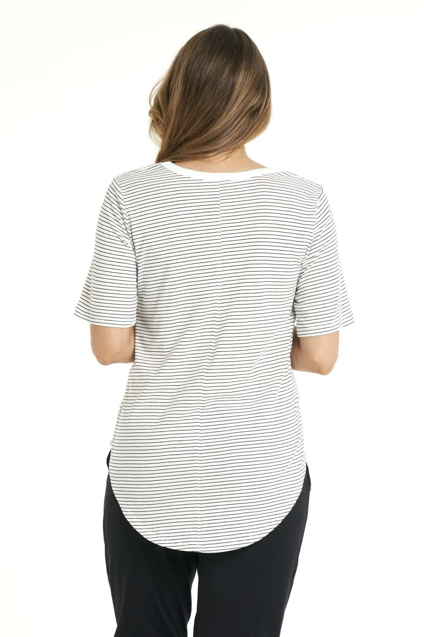 Betty Basics Ariana Tee in White with Black Stripe