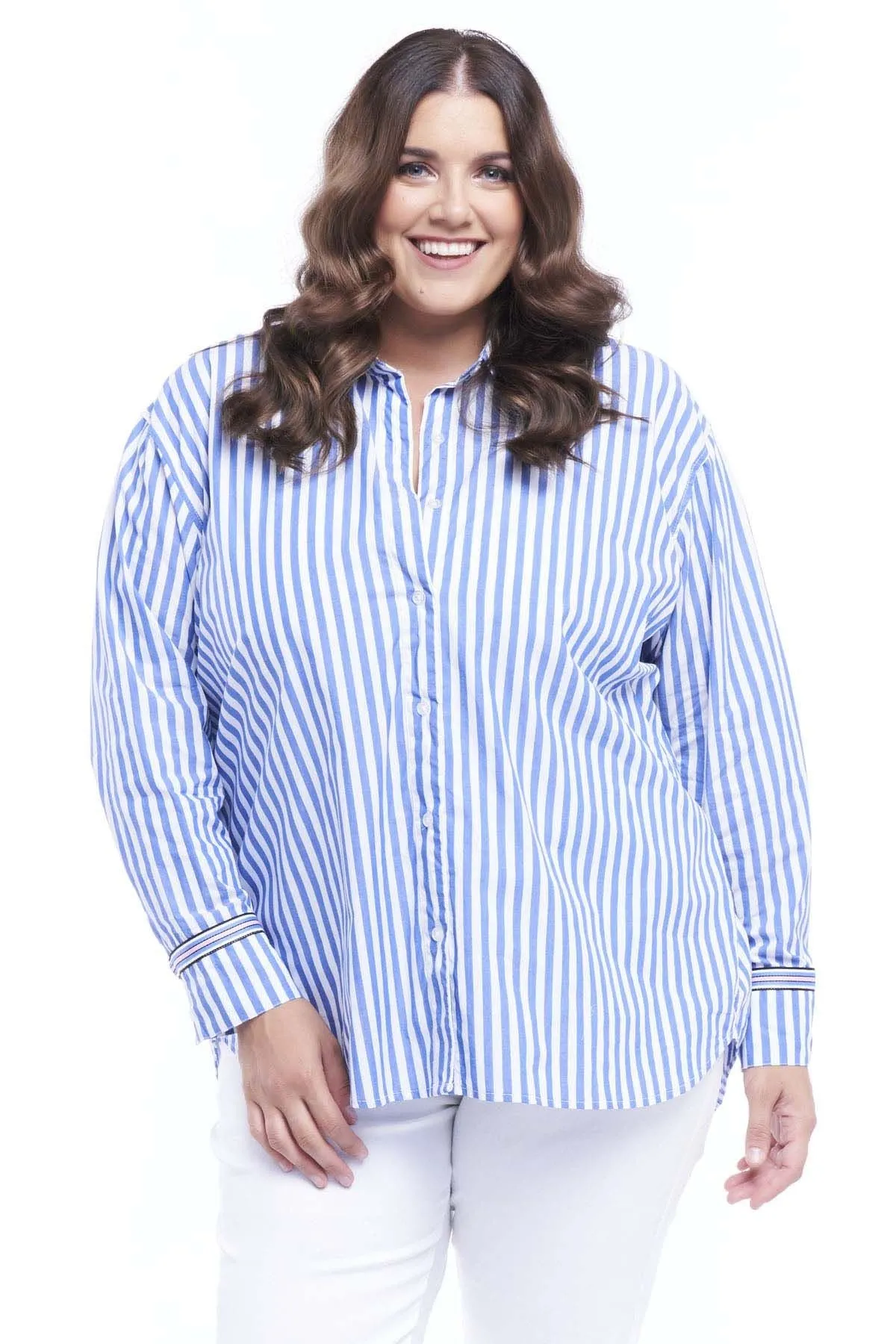 Betty Basics Scout Shirt in Blue Stripe