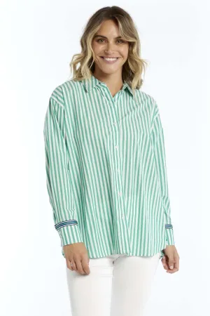 Betty Basics Scout Shirt in Green Stripe