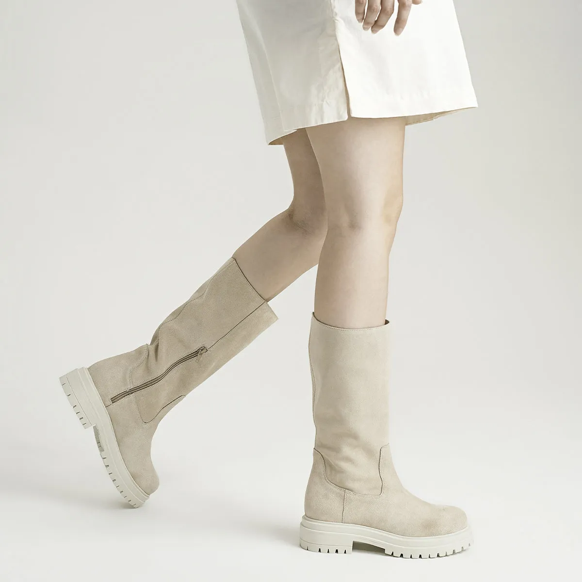 Caamalie Off White High Leather Boots