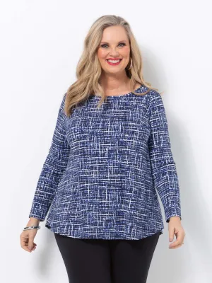 Checkered Blue Basic Top