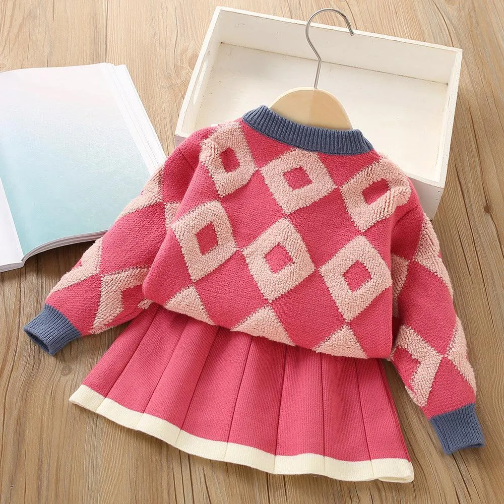 Chic Argyle Knit Set for Little Fashionistas