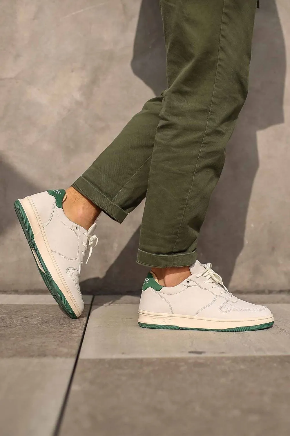 CLAE Malone Sneaker In Cream Nubuck Olive