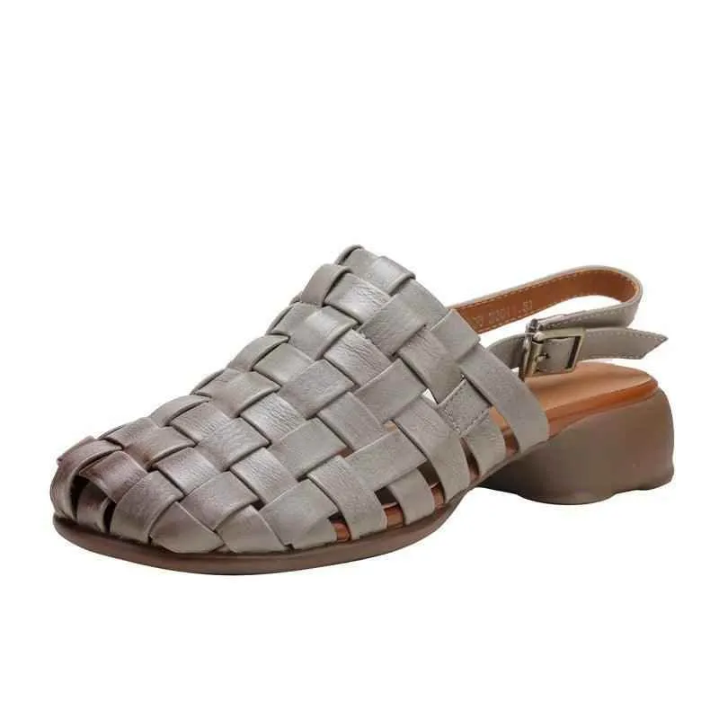 Comfortable Leather Sandals: E6-1608 Women's Casual Shoes