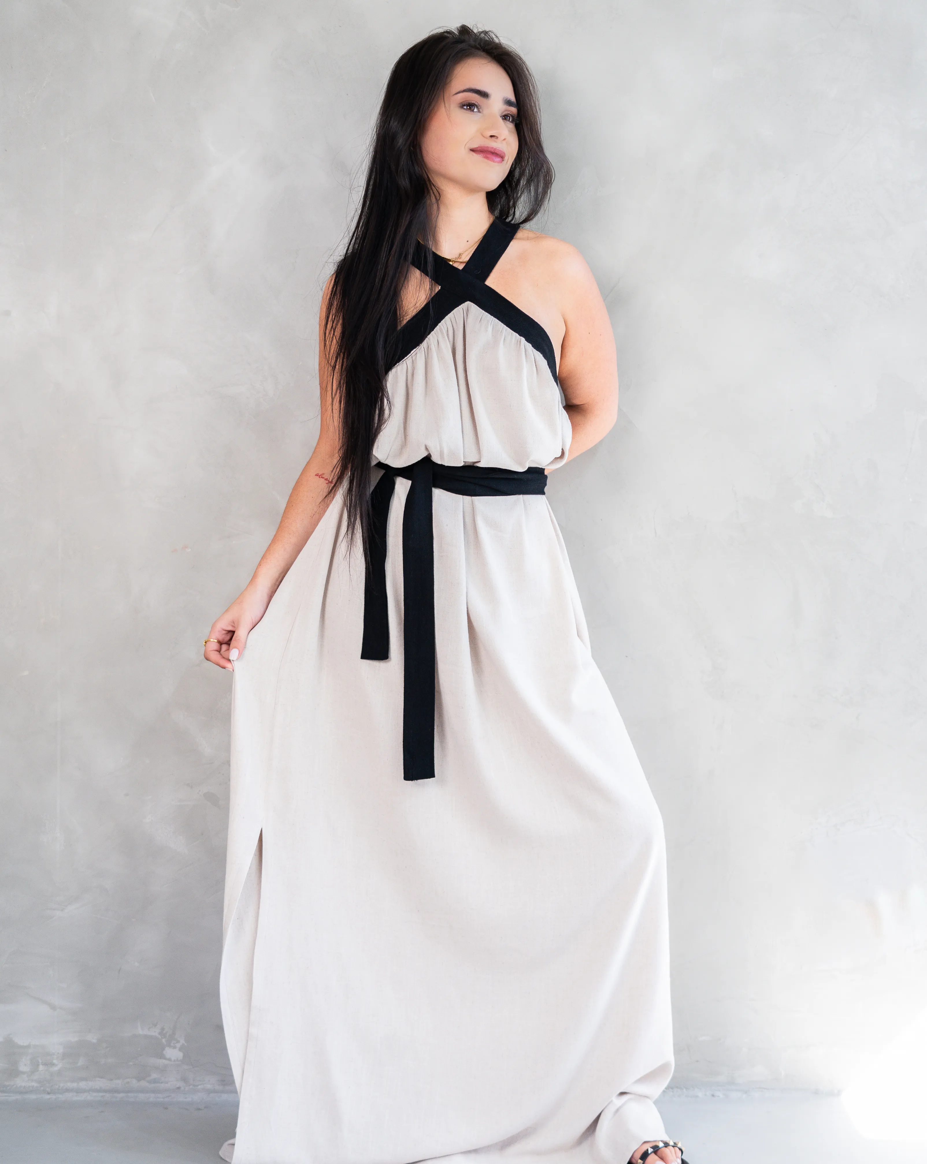 Dahlia Dress | Sand & Black