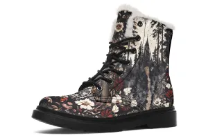 Dark Fairytale Winter Boots - Warm Micro-Suede Doc-Style Boots Lined with Vegan Wool